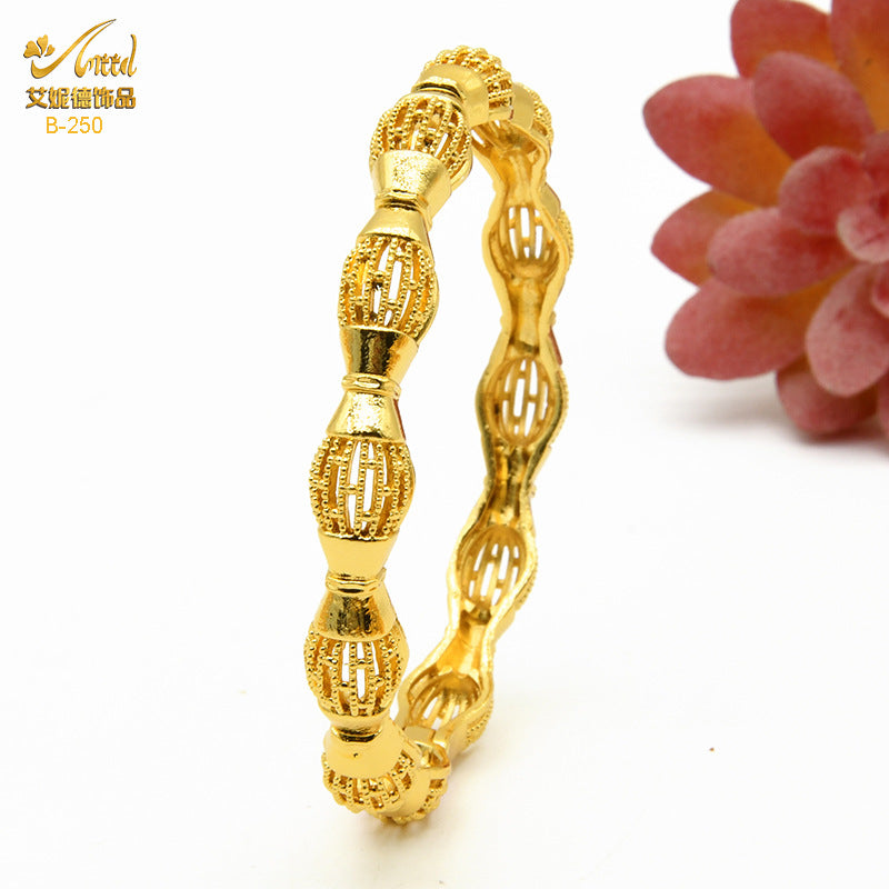 Renevo Hot Selling Alloy Gold Plated Bracelet Dubai Bride Indian Affordable Luxury Style Women's Wedding Alluvial Gold Bracelet Ornament