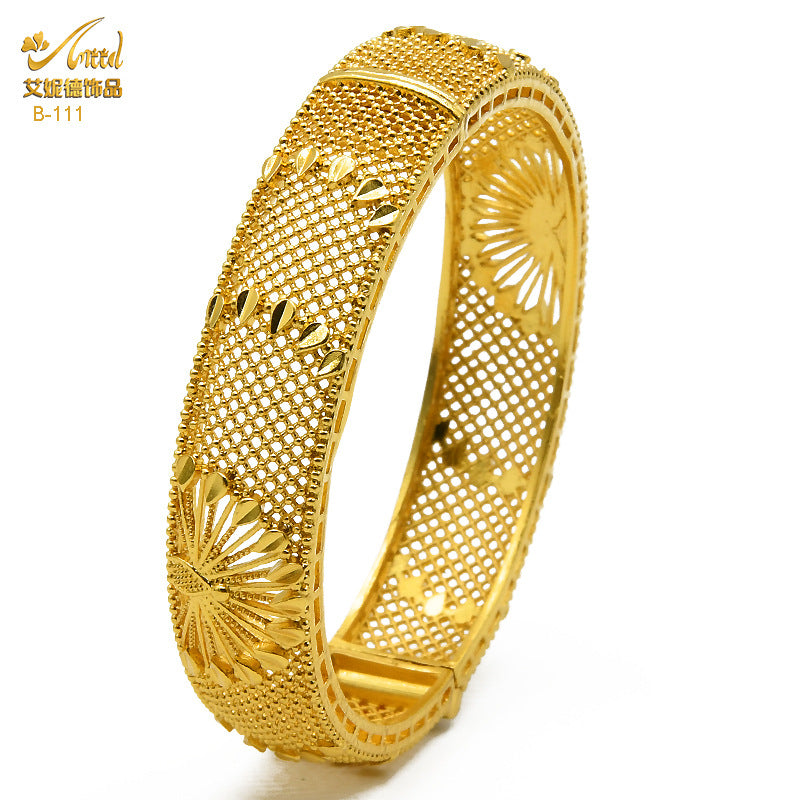 Renevo Middle East Dubai Fashion 24K Gold Plated Alloy Bracelet Vietnam Placer Gold Bracelet Non-Fading Bracelet Female Wedding Bracelet