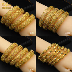 Renevo 24K Dubai Alluvial Gold Bracelet Bride Wedding Jewelry Gold Bracelet Arab Middle East Women's Gold Bracelet