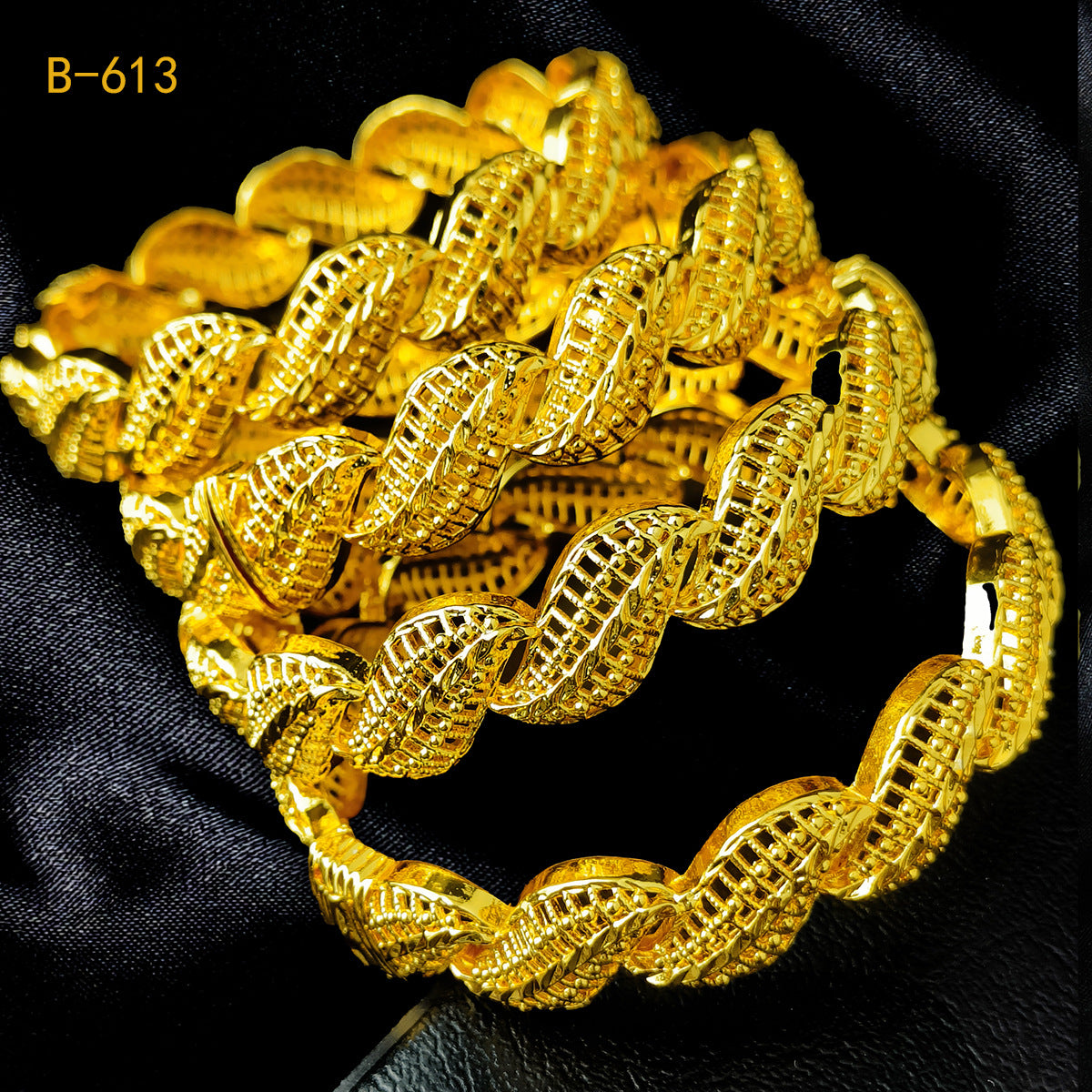 Renevo 24K Gold Plated Buckle Open-Ended Bracelet Dubai Wedding India Nigeria Women's Bride Alluvial Gold Bracelet