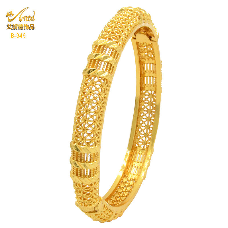 Renevo Middle East India Jewelry Copper Alloy Bracelet Nigeria Bracelet Women's Bracelet Alluvial Gold Bracelet in Stock