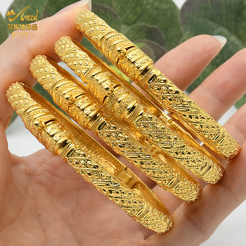 Renevo Dubai 24K Gold Plated Bracelet India Bride Wedding Jewelry Gold Bracelet Middle East Women's Bracelet