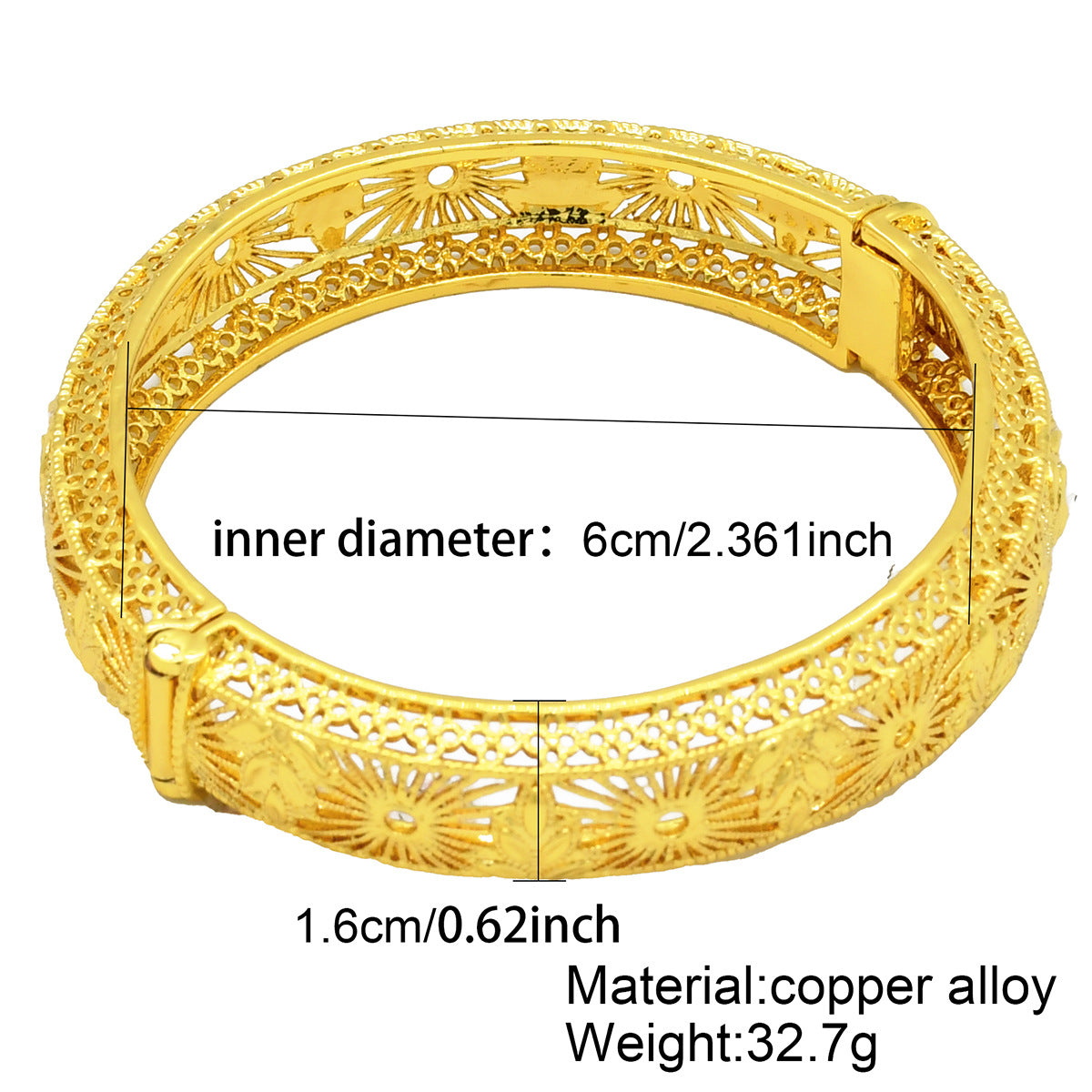 Renevo Dubai Wedding India Nigeria Women's Bride Alluvial Gold Bracelet 24K Gold Plated Bracelet Ornament