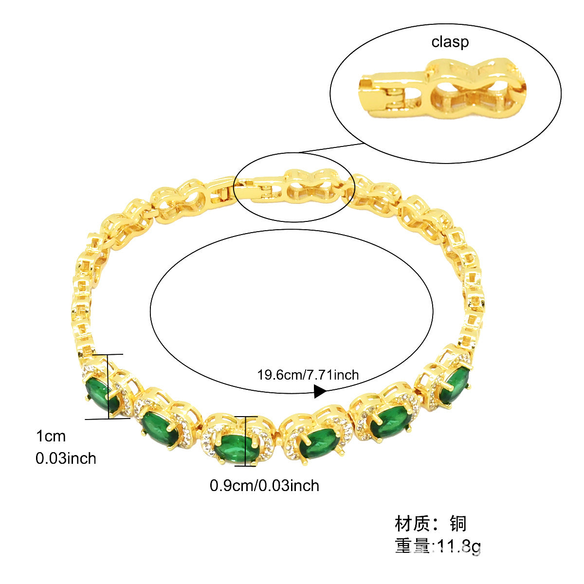 Renevo New Vietnam Placer Gold Affordable Luxury Fashion Bracelet Ornament Women's Gemstone Diamond Bracelet Jewelry