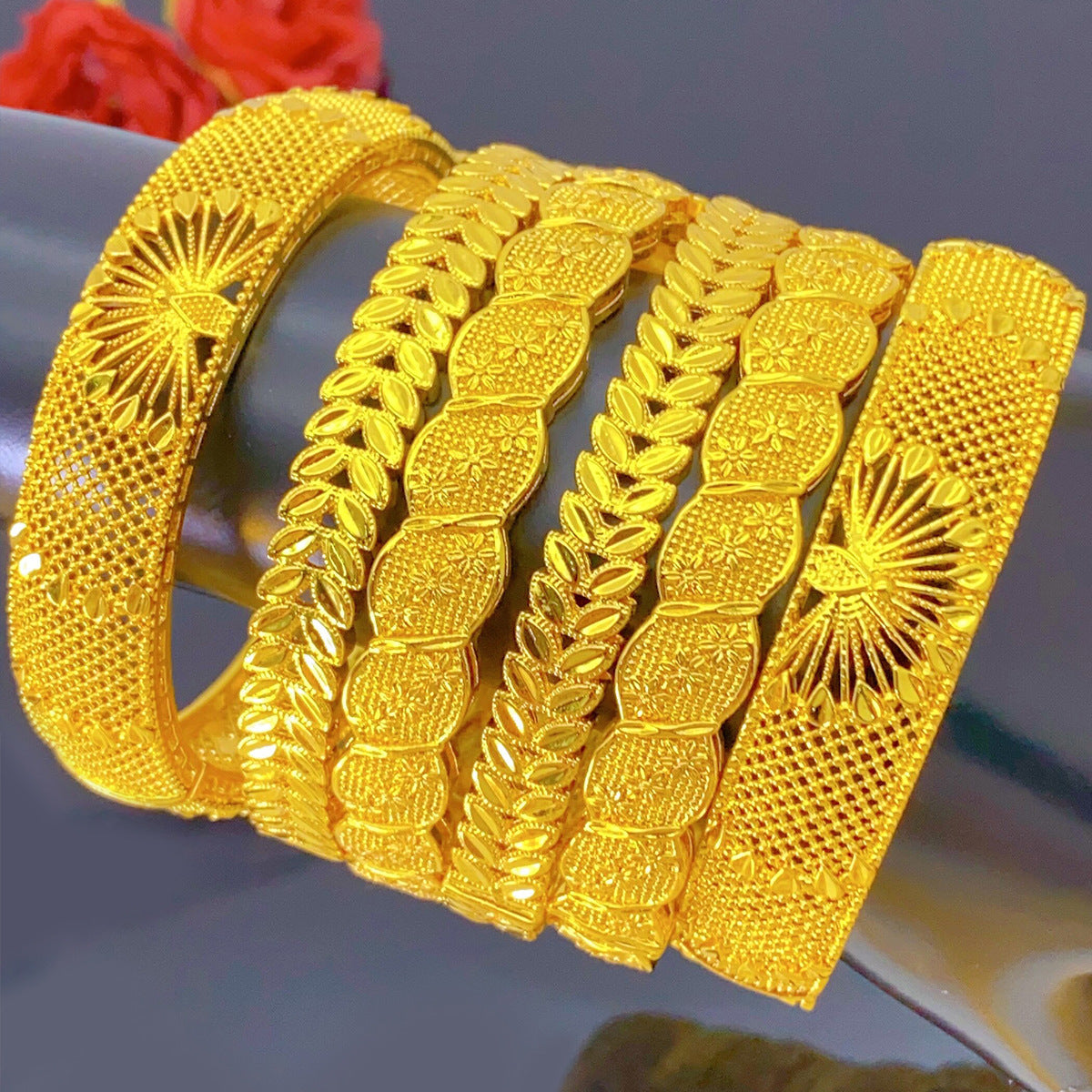 Renevo Xiaohongshu Same Style Vietnam Middle East Alluvial Gold Peacock Bracelet Dubai Bride Wedding Non-Fading Gold-Plated Bracelet