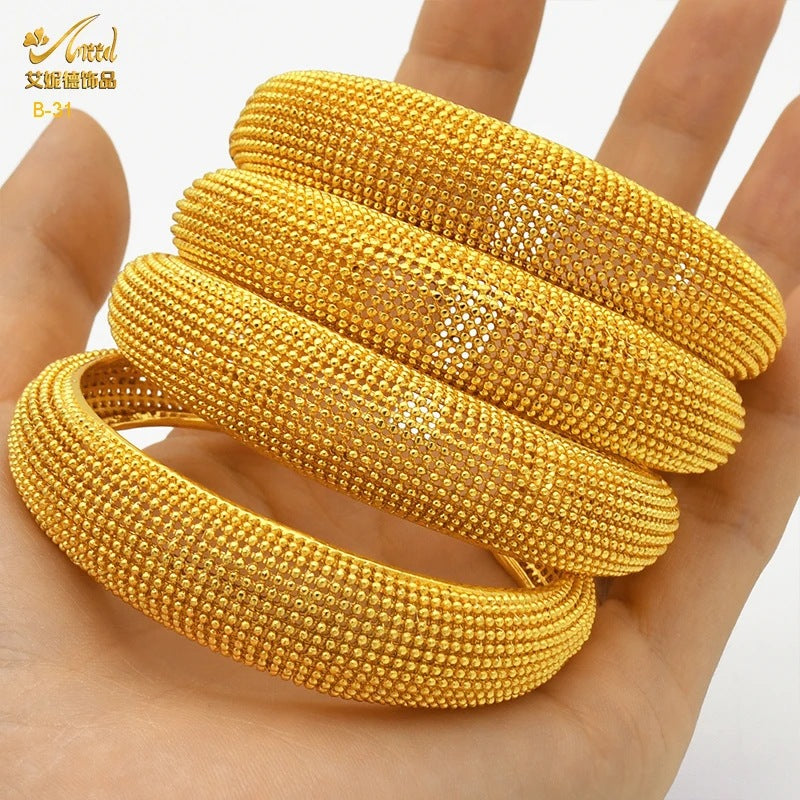 Renevo Middle East Bride 24K Gold-Plated C- Type Hollow Bracelet Small Commodity Popular Alluvial Gold Bracelet in Stock