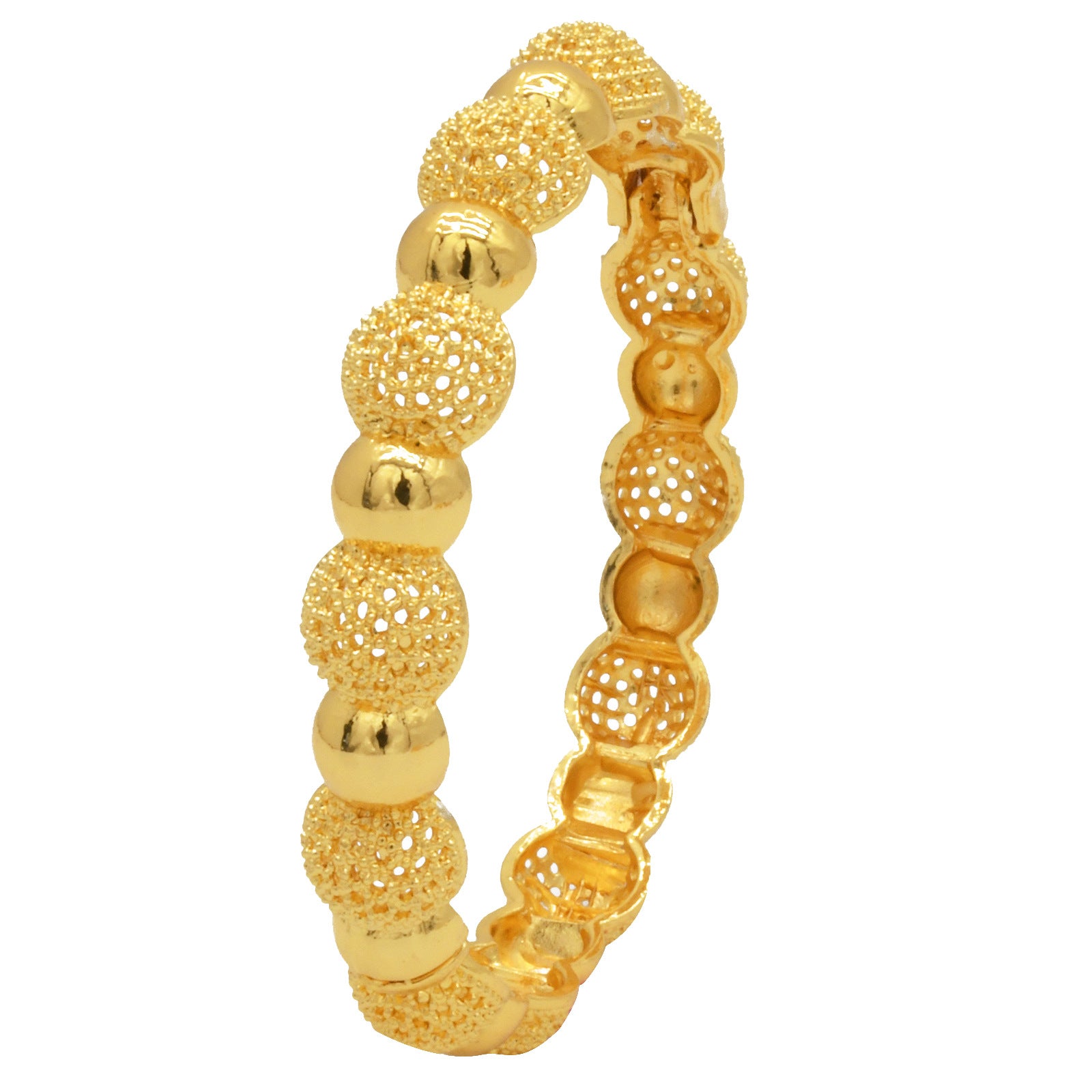 Renevo Hot Selling Women's Alluvial Gold Bracelet Bangles 24K Gold-Plated Hollow Carved Totem Bridal Bracelet