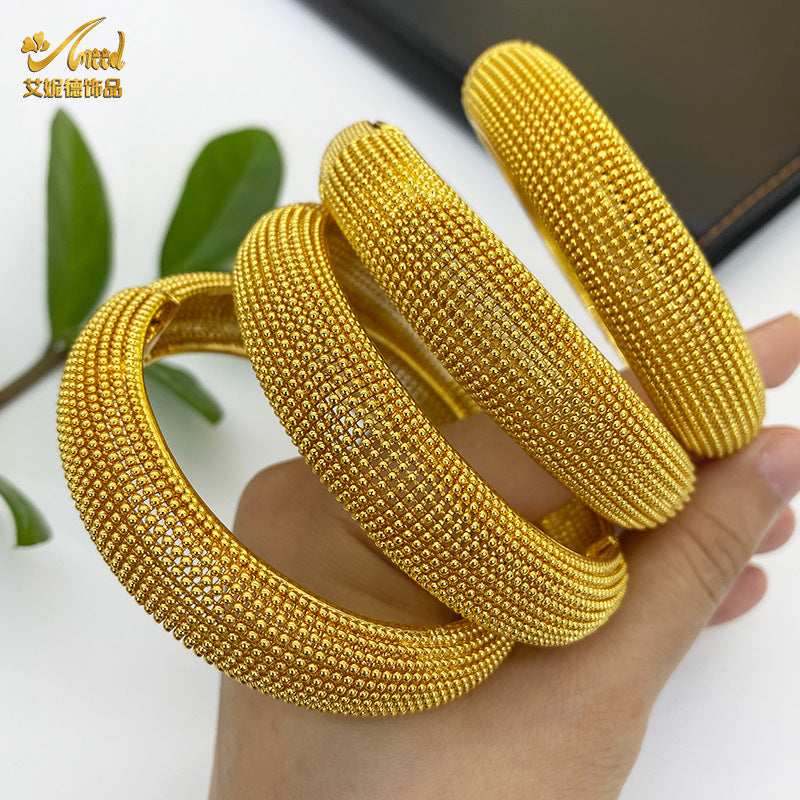 Renevo 24K Gold Plated Bracelet Dubai Wedding India Nigeria Women's Bride Alluvial Gold Bracelet Jewelry