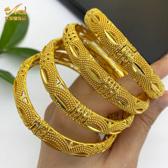 Renevo 24K Gold Plated Bracelet Dubai Wedding India Nigeria Women's Bride Alluvial Gold Bracelet Jewelry