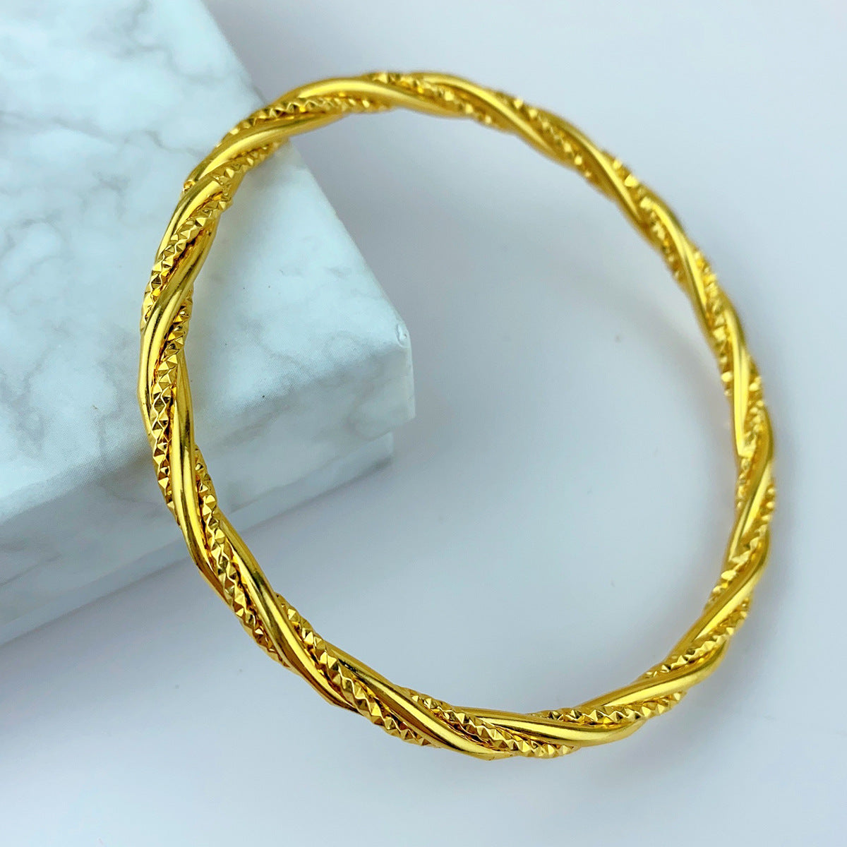 Renevo Dubai 24K Gold Plated Thin Bracelet India Bride Wedding Jewelry Gold Bracelet Middle East Women's Bracelet