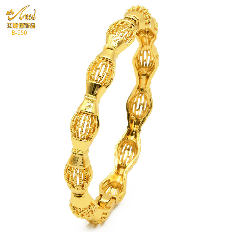 Renevo Alloy Spring Women's Indian Alluvial Gold Jewelry Bracelet Ring Gold-Plated Hollow Ornament Accessories Bridal Bracelet