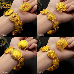 Renevo Ethnic Bracelet + Ring Suit Hot Selling Product 24K Gold-Plated Bracelet Women's Bracelet