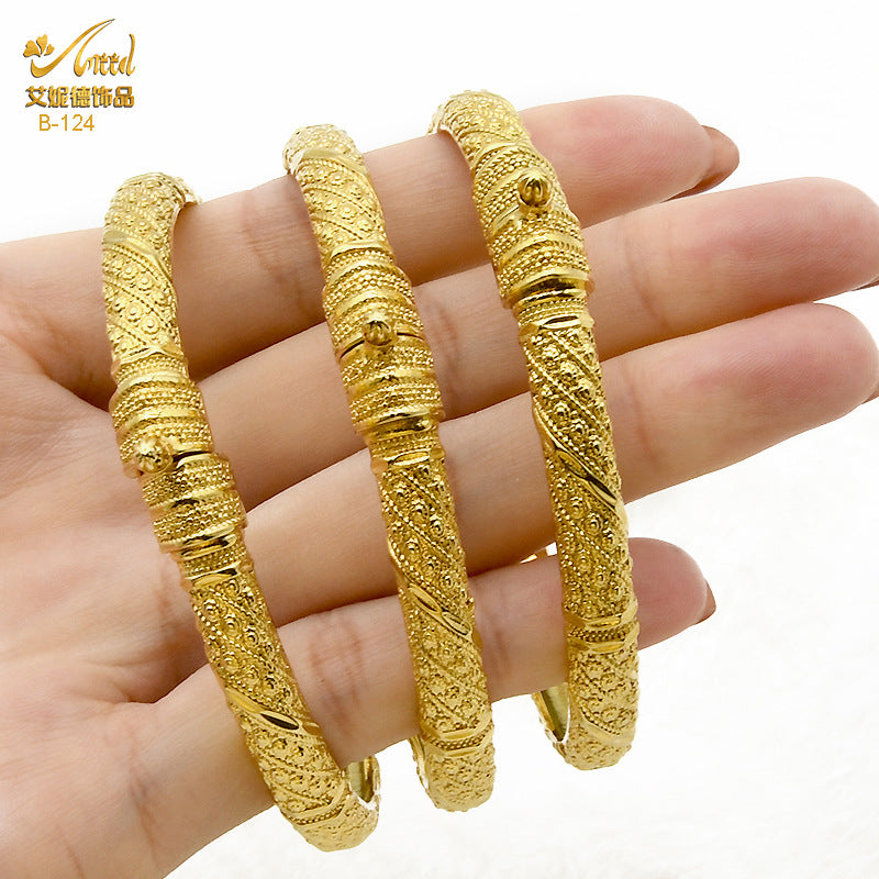 Renevo Middle East Dubai Fashion 24K Gold Plated Alloy Bracelet Vietnam Placer Gold Bracelet Non-Fading Bracelet Female Wedding Bracelet