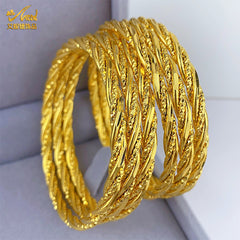 Renevo Dubai 24K Gold Plated Thin Bracelet India Bride Wedding Jewelry Gold Bracelet Middle East Women's Bracelet