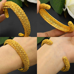 Renevo Middle East Bride 24K Gold-Plated C- Type Hollow Bracelet Small Commodity Popular Alluvial Gold Bracelet in Stock