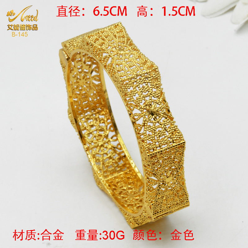 Renevo 24K Bracelet Dubai Bridal Wedding Can Be Open-Ended Bracelet Indian Banquet Ladies Alluvial Gold Bracelet in Stock