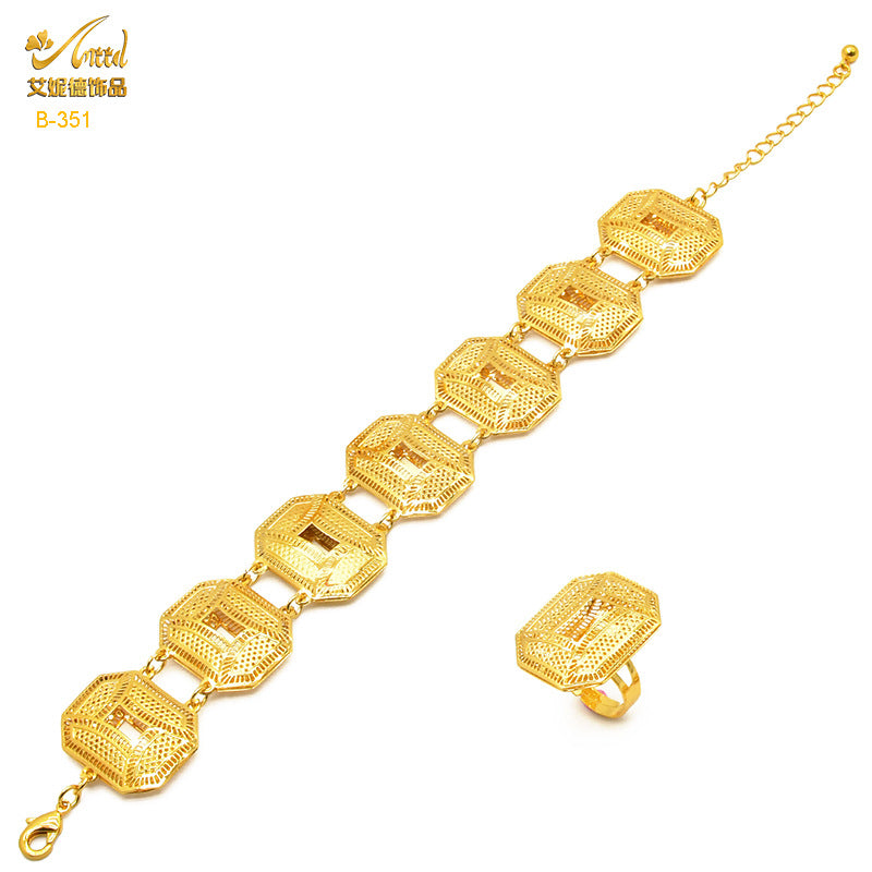 Renevo Vietnam Placer Gold Light Luxury Bracelet Ring Suit Xinjiang Lady Wedding Accessories Tik Tok Live Stream Same Style