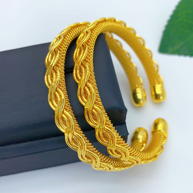 Renevo for Vietnam Placer Gold Ancient Twist Bracelet Fashion Simple Bride Alluvial Gold Bracelet in Stock