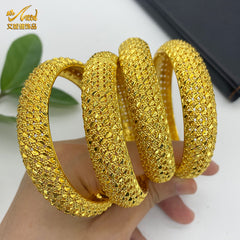 Renevo 24K Gold Plated Bracelet Dubai Wedding India Nigeria Women's Bride Alluvial Gold Bracelet Jewelry