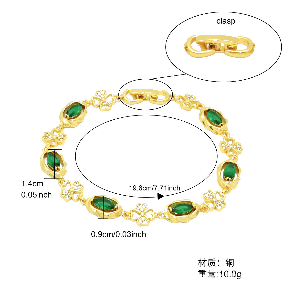 Renevo New Vietnam Placer Gold Affordable Luxury Fashion Bracelet Ornament Women's Gemstone Diamond Bracelet Jewelry