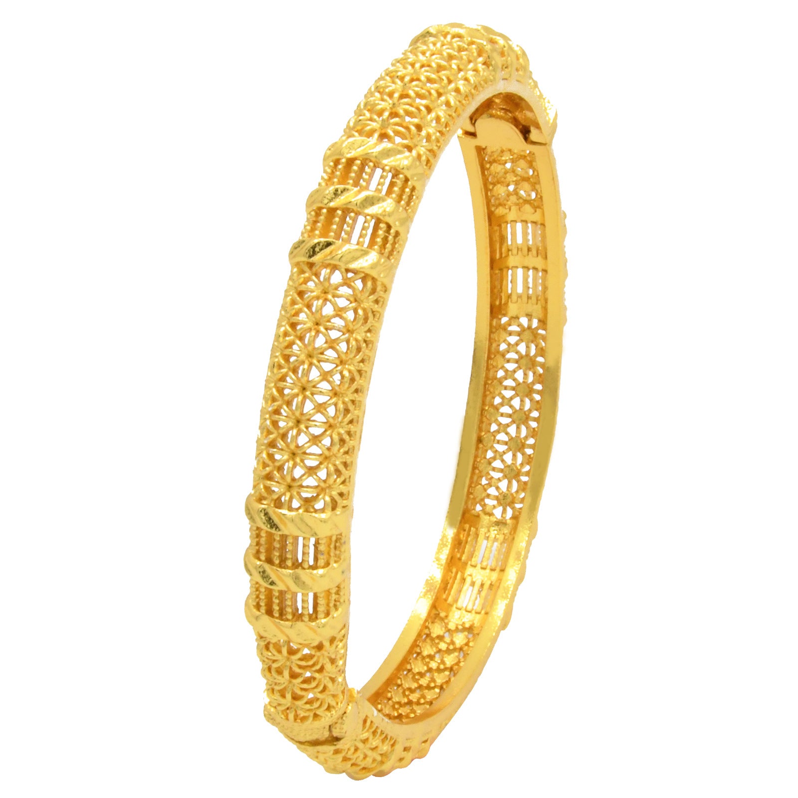 Renevo Hot Selling Women's Alluvial Gold Bracelet Bangles 24K Gold-Plated Hollow Carved Totem Bridal Bracelet