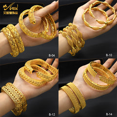 Renevo Alloy Spring Women's Indian Alluvial Gold Jewelry Bracelet Ring Gold-Plated Hollow Ornament Accessories Bridal Bracelet