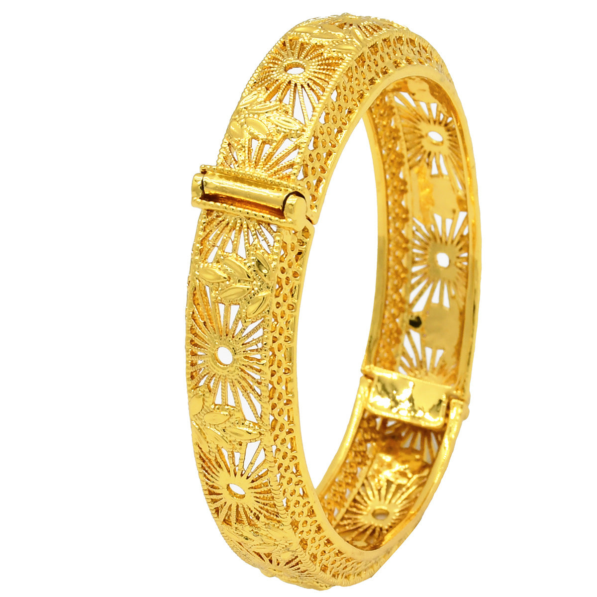 Renevo Dubai Wedding India Nigeria Women's Bride Alluvial Gold Bracelet 24K Gold Plated Bracelet Ornament