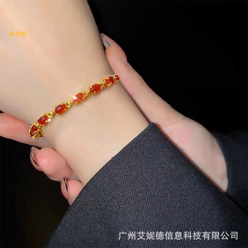 Renevo New Vietnam Placer Gold Affordable Luxury Fashion Bracelet Ornament Women's Gemstone Diamond Bracelet Jewelry