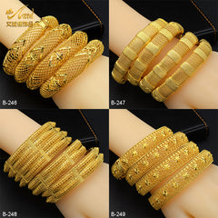 Renevo 24K Dubai Alluvial Gold Bracelet Ornament Gold Bracelet Indian Bride Wedding Alluvial Gold Bracelet Gift in Stock