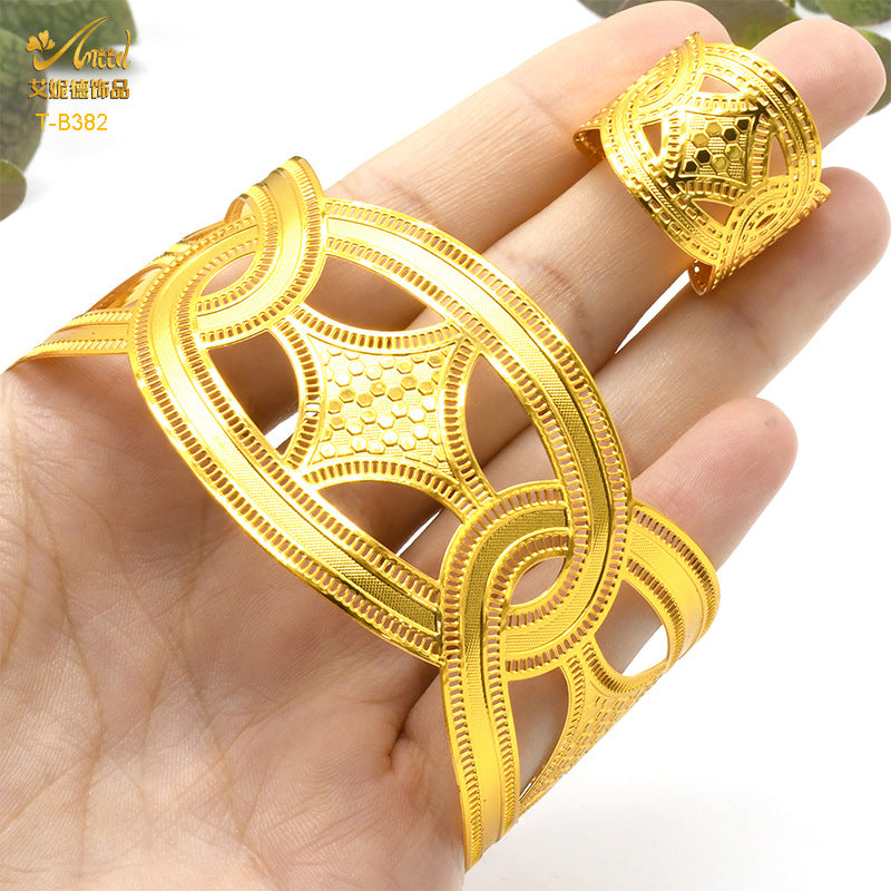 Renevo Indian Jewelry Bracelet 24K Gold Plated Ornament Bracelet Female Nigeria Bracelet Alluvial Gold Bracelet in Stock