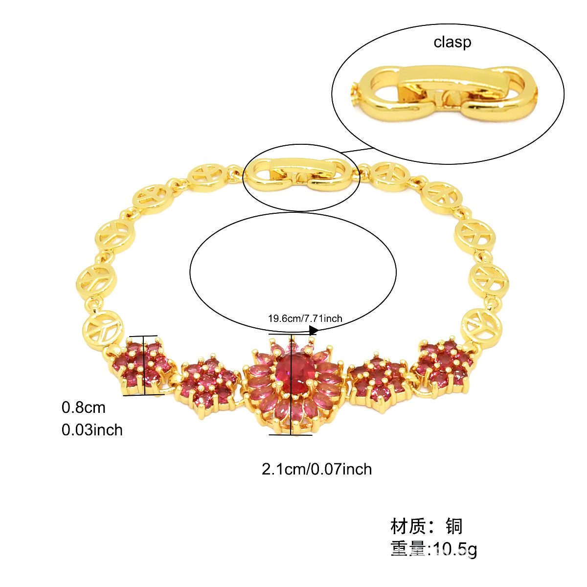 Renevo New Vietnam Placer Gold Affordable Luxury Fashion Bracelet Ornament Women's Gemstone Diamond Bracelet Jewelry