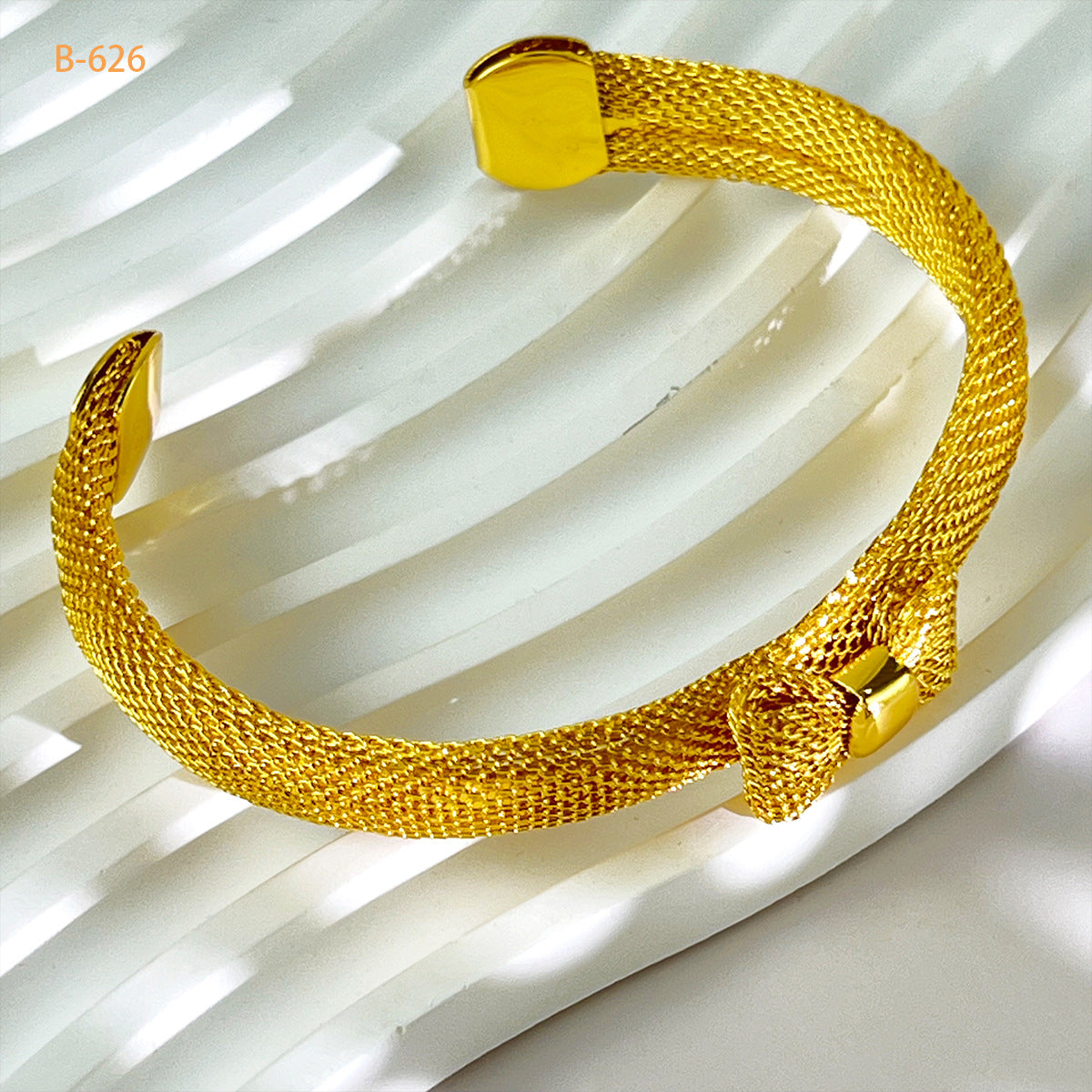 Renevo Dubai Bridal Women's Wedding Bracelet 24K Gold Plated Coil Mesh Alluvial Gold Bracelet Non-Fading in Stock Pin