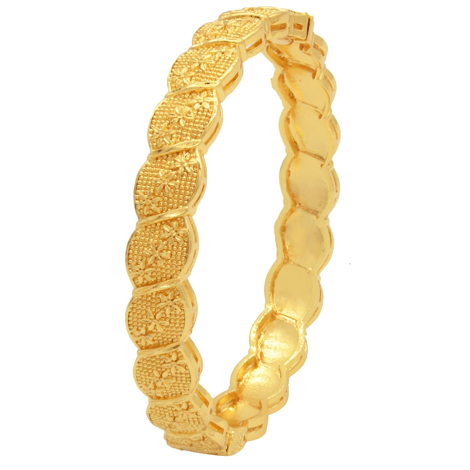 Renevo Hot Selling Women's Alluvial Gold Bracelet Bangles 24K Gold-Plated Hollow Carved Totem Bridal Bracelet