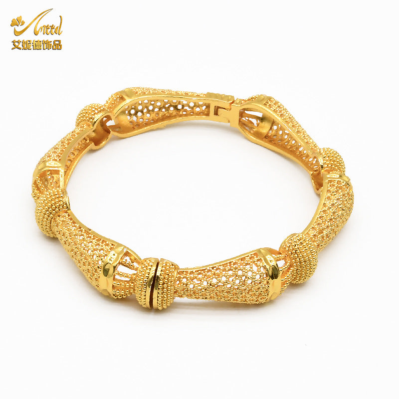 Renevo Ainid Dubai Bride 24K Gold-Plated Bracelet India Middle East Women's Hot Sale Alluvial Gold Bracelet in Stock Lot