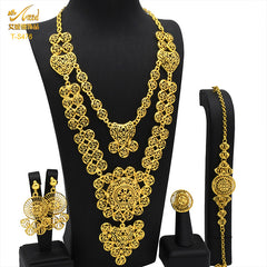 Renevo Hot Sale Middle East Indian Jewelry Evening Dress Earrings Ring Necklace Jewelry Suit in Stock