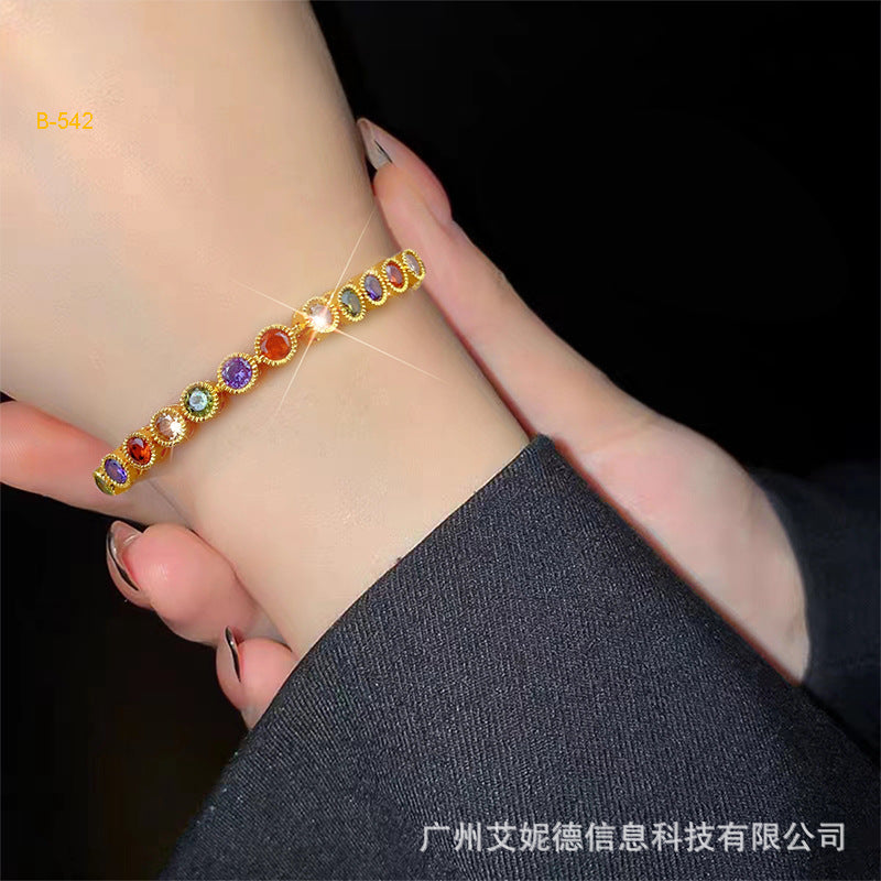 Renevo New Vietnam Placer Gold Affordable Luxury Fashion Bracelet Ornament Women's Gemstone Diamond Bracelet Jewelry