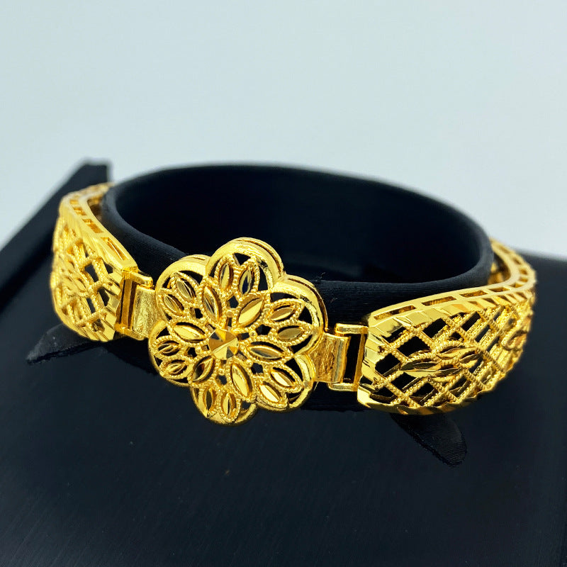 Renevo Aini Deyue Nansha Gold Bracelet Female Hollow Flower Geometric Bracelet Gold-Plated Copper Jewelry Vintage Court Style Jewelry