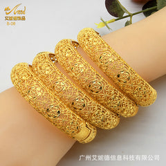 Renevo Dubai Bride 24K Hollow Alloy Bracelet Middle East Women's Wedding Bracelet in Stock