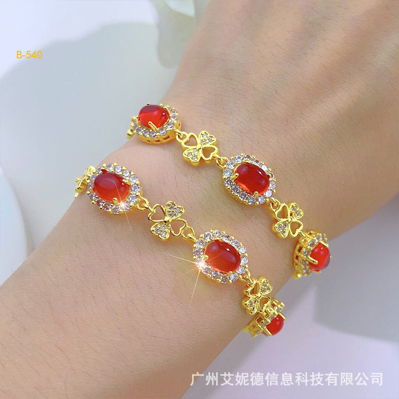 Renevo New Vietnam Placer Gold Affordable Luxury Fashion Bracelet Ornament Women's Gemstone Diamond Bracelet Jewelry