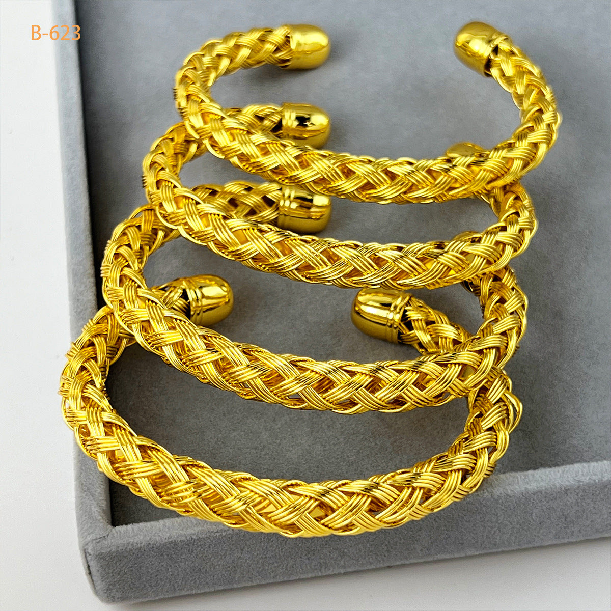 Renevo Dubai Bridal Women's Wedding Bracelet 24K Gold Plated Coil Mesh Alluvial Gold Bracelet Non-Fading in Stock Pin