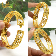 Renevo 24K Alluvial Gold Plated Bracelet Nigeria Bride Wedding Jewelry Gold Bracelet Middle East Women's Banquet Bracelet