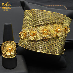 Renevo Dubai Bridal Brass Big Bangle Ring Nigeria Women Wedding Banquet Bangle Ring Gift in Stock