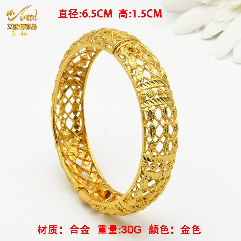 Renevo 24K Bracelet Dubai Bridal Wedding Can Be Open-Ended Bracelet Indian Banquet Ladies Alluvial Gold Bracelet in Stock