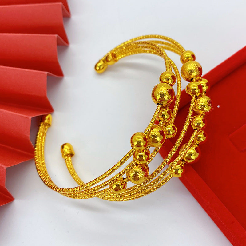 Renevo Best-Seller on Douyin Alluvial Gold Woven Elbow Coil Bracelet Middle East Women's Wedding Color Protection Opening Bracelet Manufacturer