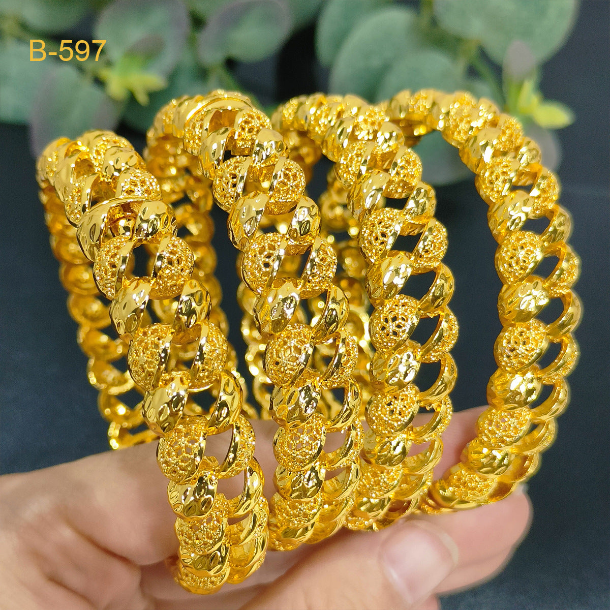 Renevo Middle East Style Gold Plated Women's Bracelet Luxury Jewelry Designer Indian Bracelet African Arab Wedding