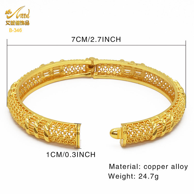 Renevo Middle East India Jewelry Copper Alloy Bracelet Nigeria Bracelet Women's Bracelet Alluvial Gold Bracelet in Stock