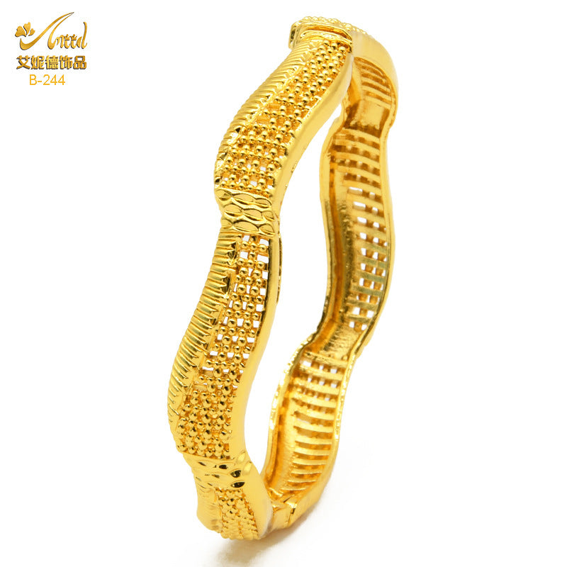 Renevo Middle East Dubai Fashion 24K Gold Plated Alloy Bracelet Vietnam Placer Gold Bracelet Non-Fading Bracelet Female Wedding Bracelet