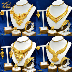 Renevo Dubai 24K Gold-Plated Jewelry Four-Piece Set Indian Wedding Jewelry Middle East Dubai Bride Ornament