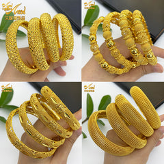 Renevo 24K Gold Plated Bracelet Dubai Wedding India Nigeria Women's Bride Alluvial Gold Bracelet Jewelry