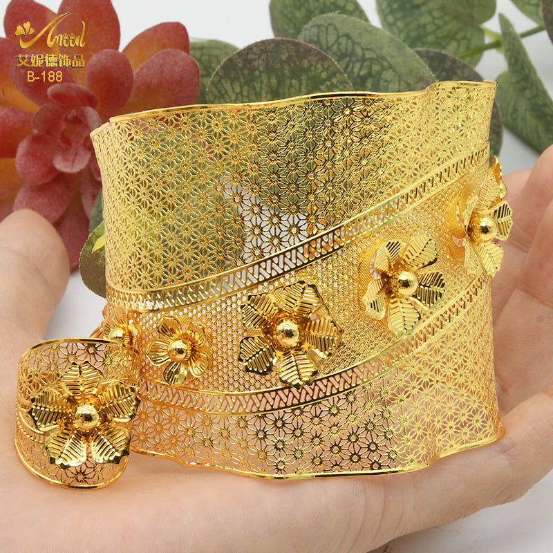 Renevo Dubai Bridal Brass Big Bangle Ring Nigeria Women Wedding Banquet Bangle Ring Gift in Stock